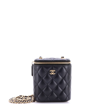 Chanel Vertical Classic Vanity Case with Chain Quilted Lambskin Small