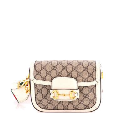 Gucci Horsebit 1955 Shoulder Bag GG Coated Canvas with Leather Mini