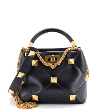 Valentino Garavani Roman Stud Top Handle Bag Quilted Leather Small
