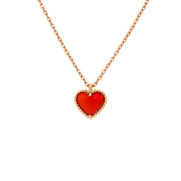 Van Cleef & Arpels Sweet Alhambra Heart Pendant Necklace 18K Rose Gold and Carnelian