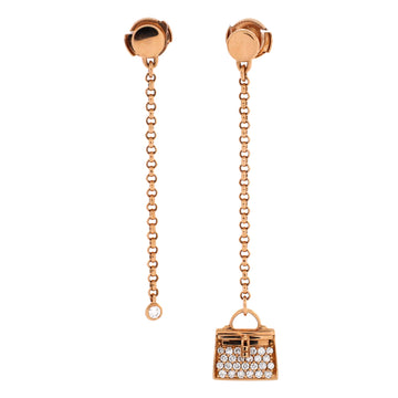 Hermes Kelly Amulette Drop Earrings 18K Rose Gold and Diamonds