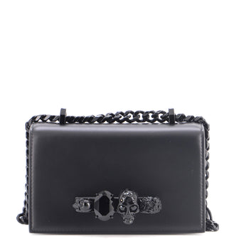 Alexander McQueen Jewelled Flap Satchel Leather Small