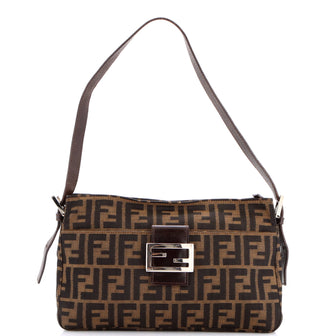 Fendi Vintage Pocket Shoulder Bag Zucca Canvas Small