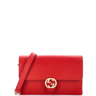 Gucci Interlocking Wallet on Chain Leather
