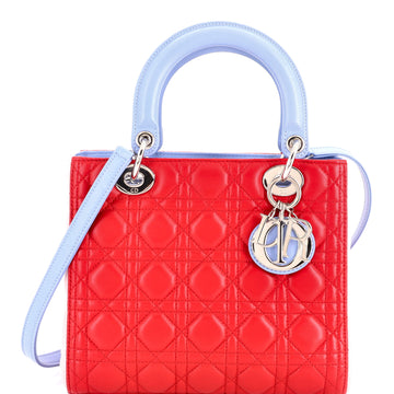 Christian Dior Tricolor Lady Dior Bag Cannage Quilt Leather Medium