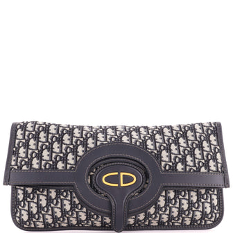 Christian Dior Fold Over Clutch Oblique Canvas