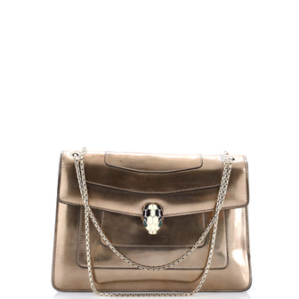 Bvlgari Serpenti Forever Square Shoulder Bag Metallic Leather Medium