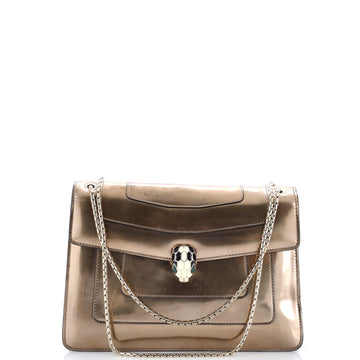 Bvlgari Serpenti Forever Square Shoulder Bag Metallic Leather Medium