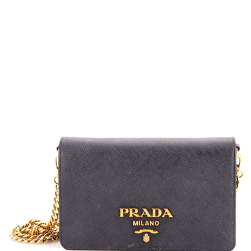 Prada Chain Wallet Crossbody Saffiano Leather