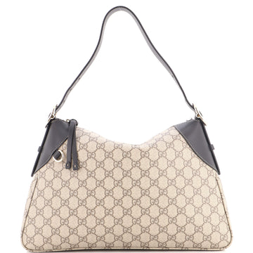 Gucci Emblem Shoulder Bag GG Coated Canvas with Leather Large