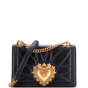 Dolce & Gabbana Devotion Full Flap Shoulder Bag Quilted Leather Small