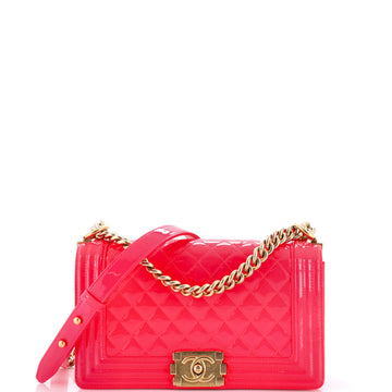 Chanel Boy Flap Bag Quilted Patent Old Medium