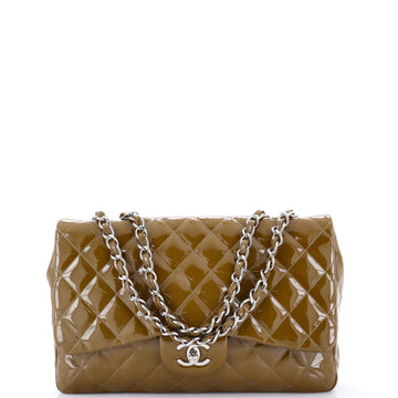 Chanel Vintage Classic Single Flap Bag Quilted Patent Jumbo