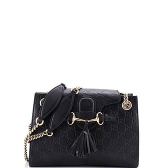 Gucci Emily Chain Flap Shoulder Bag Guccissima Leather Small