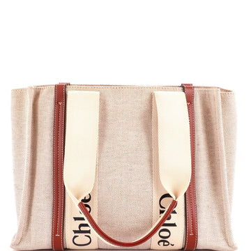 Chloe Woody Tote Canvas with Leather Medium