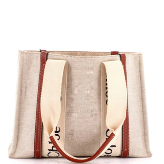 Chloe Woody Tote Canvas with Leather Medium