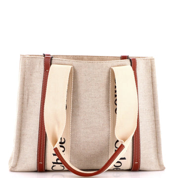 Chloe Woody Tote Canvas with Leather Medium