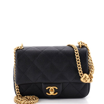 Chanel Sweet Heart Chain Flap Bag Quilted Caviar Mini