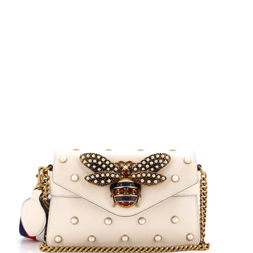 Gucci Broadway Pearly Bee Shoulder Bag Embellished Leather Mini