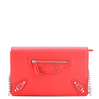 Balenciaga City Classic Studs Wallet on Chain Leather Small