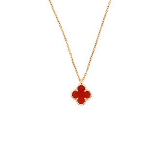 Van Cleef & Arpels Sweet Alhambra Pendant Necklace 18K Rose Gold and Carnelian