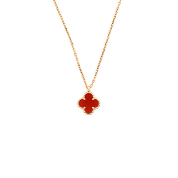 Van Cleef & Arpels Sweet Alhambra Pendant Necklace 18K Rose Gold and Carnelian