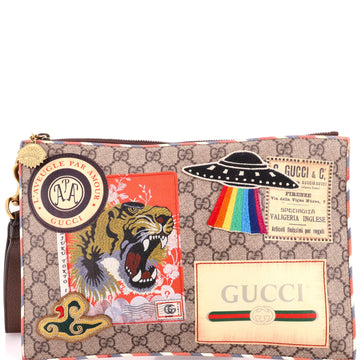 Gucci Courrier Pouch GG Coated Canvas with Applique