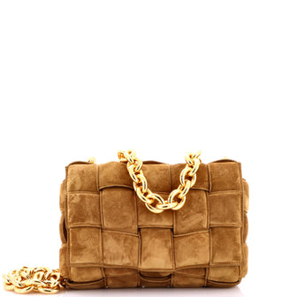 Bottega Veneta Cassette Chain Crossbody Bag Padded Maxi Intrecciato Suede