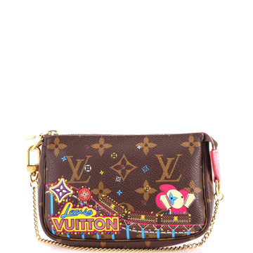 Louis Vuitton Pochette Accessoires Limited Edition Vivienne Xmas Monogram Canvas Mini