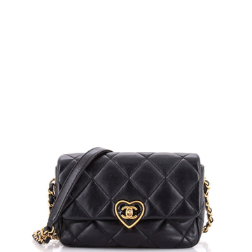 Chanel Coco Love CC Heart Flap Bag Quilted Lambskin Small