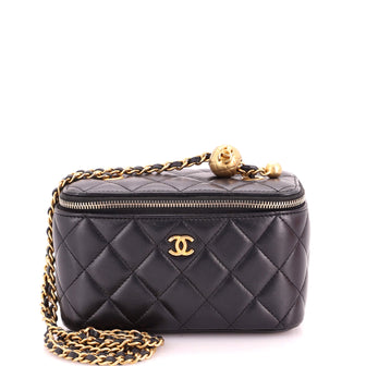 Chanel Pearl Crush Vanity Case with Chain Quilted Lambskin Small