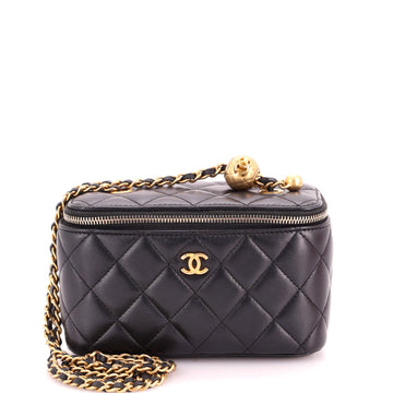 Chanel Pearl Crush Vanity Case with Chain Quilted Lambskin Small