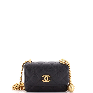 Chanel Sweet Heart Clutch with Chain Quilted Caviar