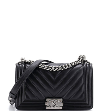 Chanel Boy Flap Bag Chevron Calfskin Old Medium
