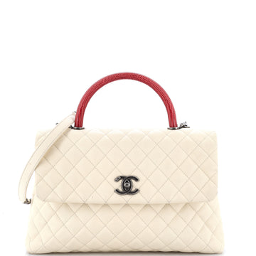 Chanel Coco Top Handle Bag Quilted Caviar with Lizard Medium