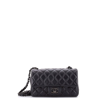 Chanel So Black Classic Single Flap Bag Quilted Lambskin Mini