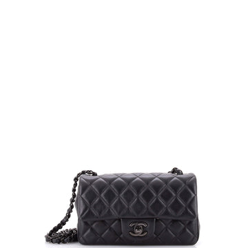 Chanel So Black Classic Single Flap Bag Quilted Lambskin Mini