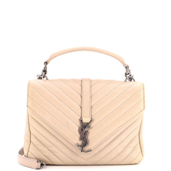 Saint Laurent Classic Monogram College Bag Matelasse Chevron Leather Medium