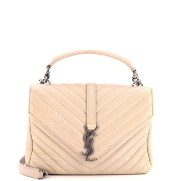 Saint Laurent Classic Monogram College Bag Matelasse Chevron Leather Medium