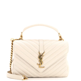 Saint Laurent Classic Monogram College Bag Matelasse Chevron Leather Medium