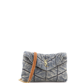 Saint Laurent Loulou Puffer Shoulder Bag Quilted Vintage Denim Mini