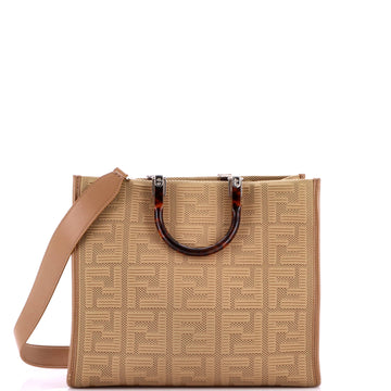 Fendi Sunshine Shopper Tote Zucca Technical Mesh Medium