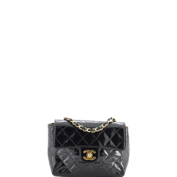 Chanel Vintage Square Classic Single Flap Bag Quilted Patent Mini