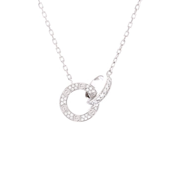 Cartier Love Interlocking Pave Necklace 18K White Gold and Diamonds