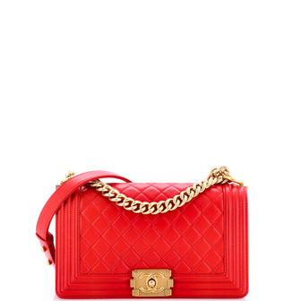 Chanel Boy Flap Bag Quilted Lambskin Old Medium