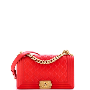 Chanel Boy Flap Bag Quilted Lambskin Old Medium