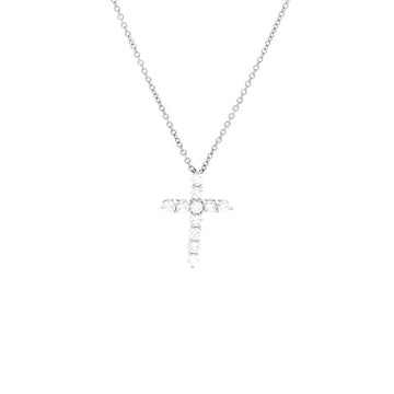 Tiffany & Co. Cross Pendant Necklace Platinum and Diamonds Small
