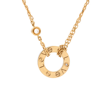 Cartier 2 Diamonds Love Pendant Necklace 18K Yellow Gold and Diamonds