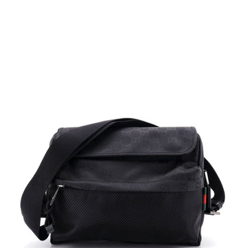 Gucci Web Flap Crossbody Bag Guccissima Nylon Medium