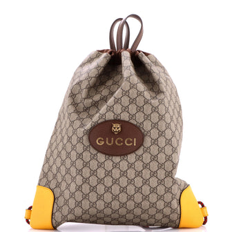 Gucci Neo Vintage Drawstring Backpack GG Coated Canvas Large